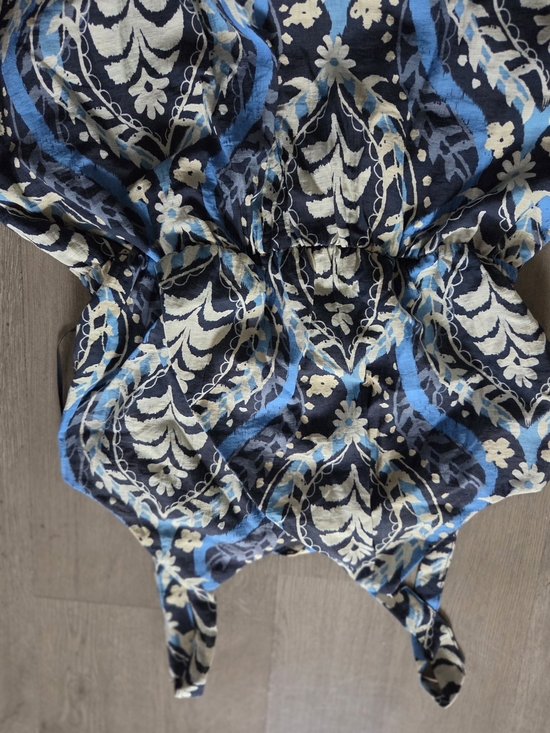 Millibon Blue Ikat Surplice Wide-Leg Jumpsuit - Picture 4 of 5